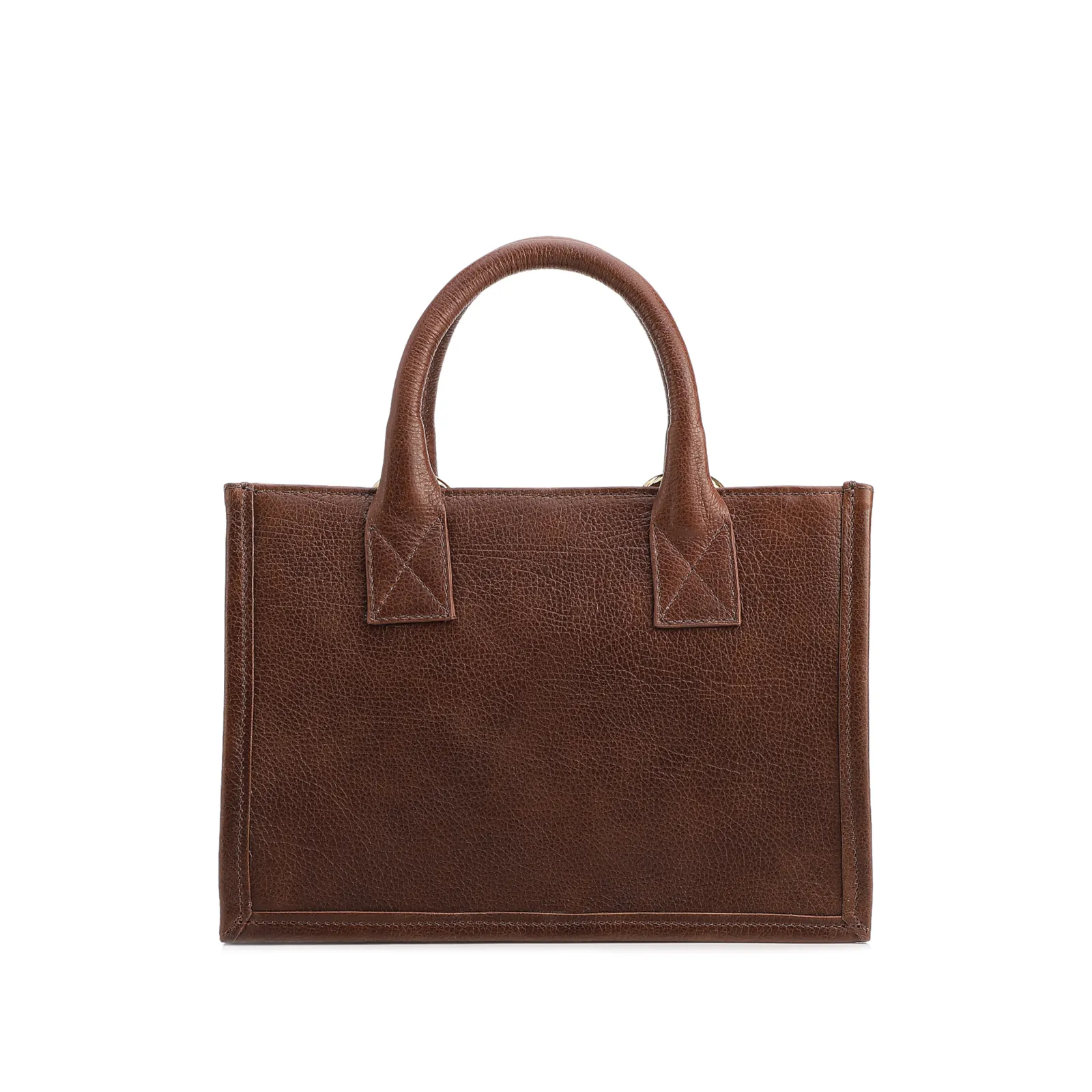 Bolsa Tote Pequena Couro Marrom Corrente Pingente