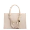 Bolsa Tote Pequena Couro Off White Corrente Pingente - imagem 1