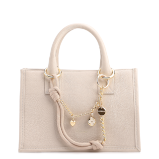 Pequena Couro Off White Corrente Pingente
