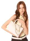 Bolsa Tote Pequena Couro Off White Corrente Pingente - imagem 2