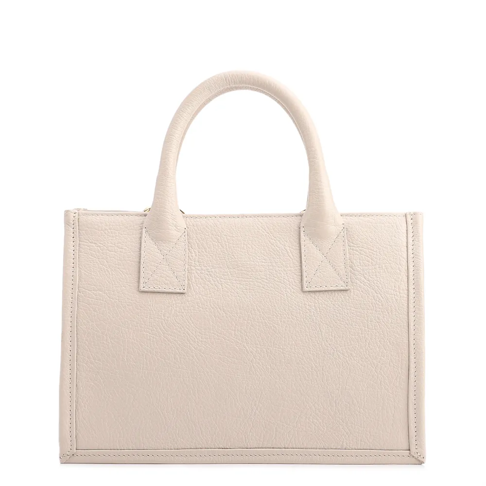 Bolsa Tote Pequena Couro Off White Corrente Pingente - imagem 4
