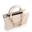 Bolsa Tote Pequena Couro Off White Corrente Pingente - imagem 5