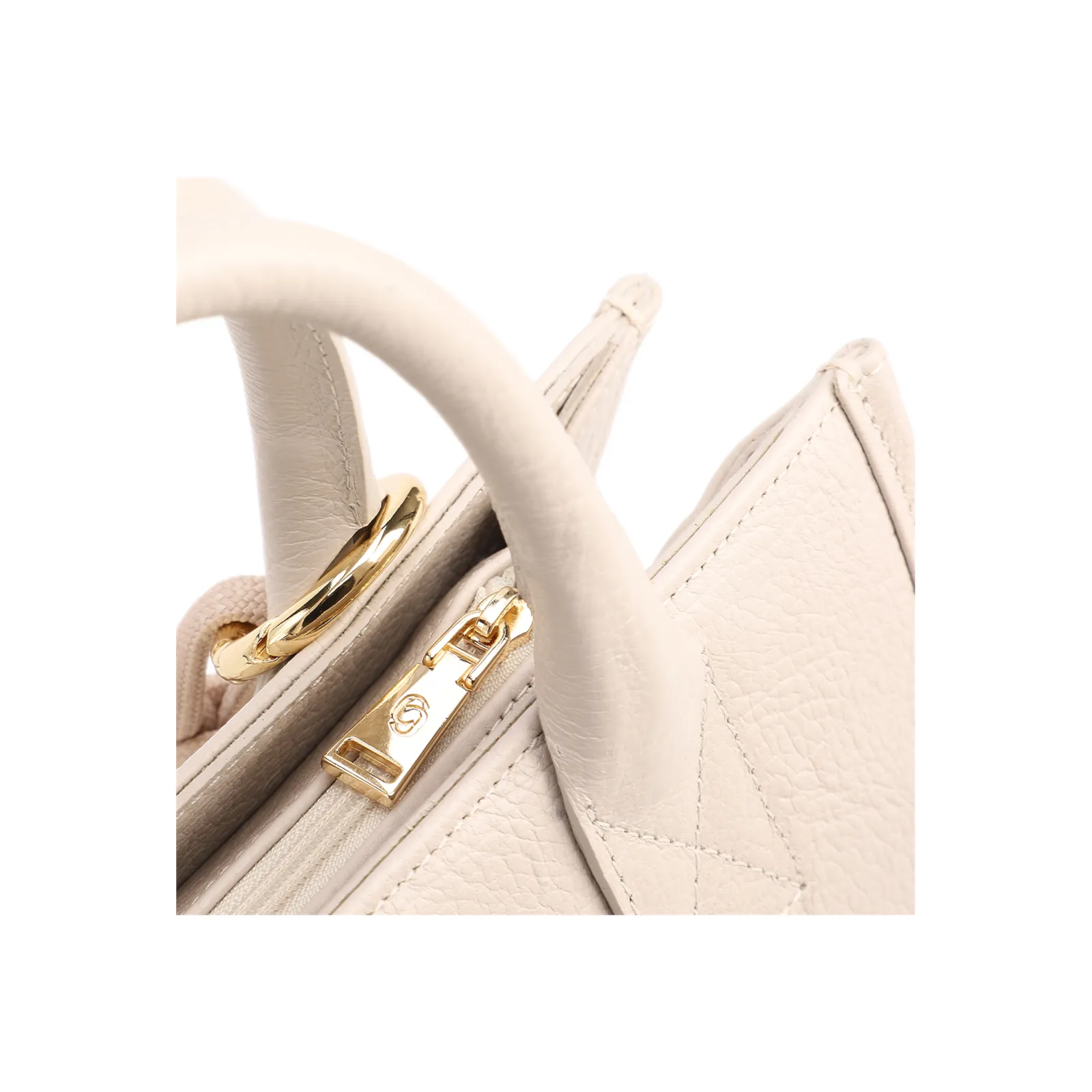 Bolsa Tote Pequena Couro Off White Corrente Pingente