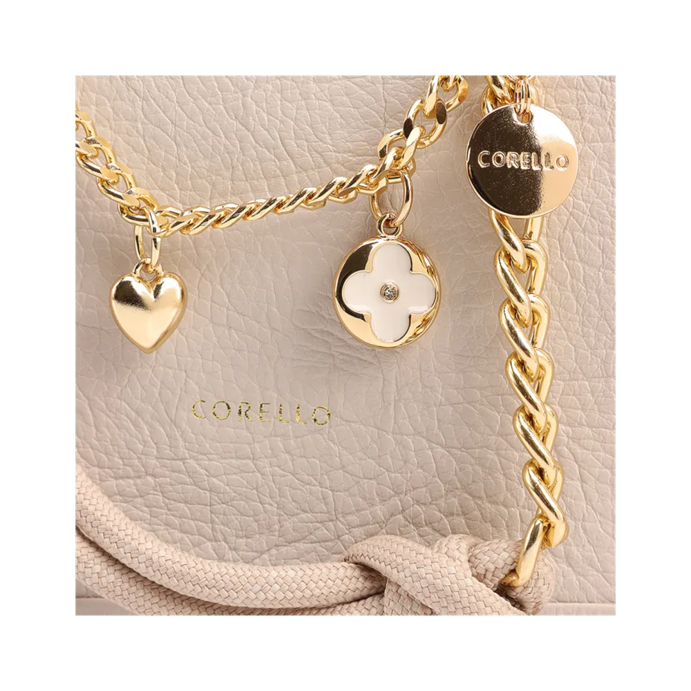 Bolsa Tote Pequena Couro Off White Corrente Pingente - imagem 7