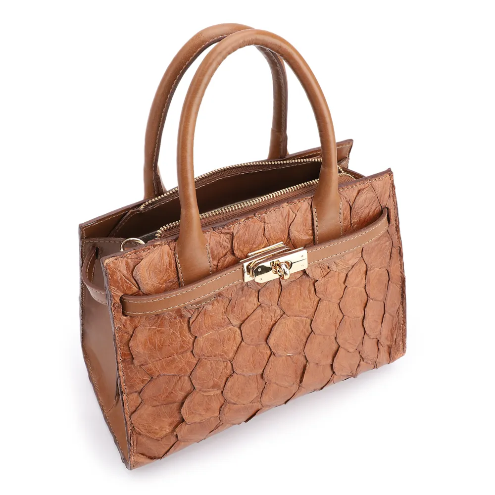 Bolsa Tote Pirarucu Marrom Claro - imagem 4