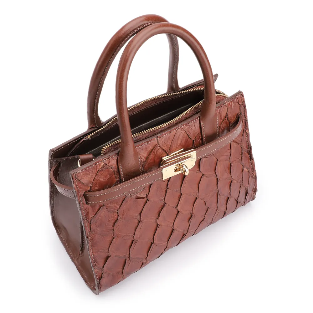 Bolsa Tote Pirarucu Marrom Escuro - imagem 4