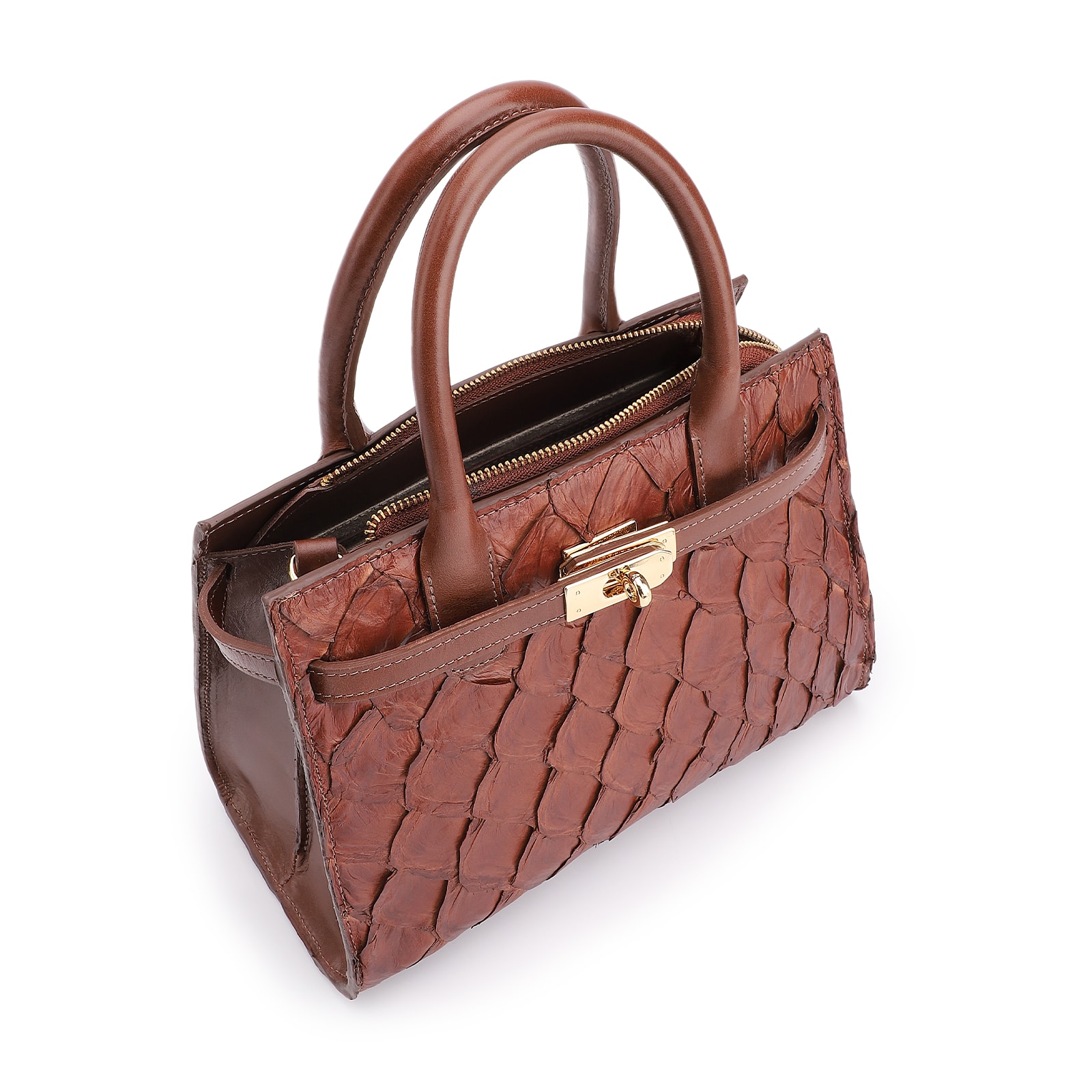 Bolsa Tote Pirarucu Marrom Escuro