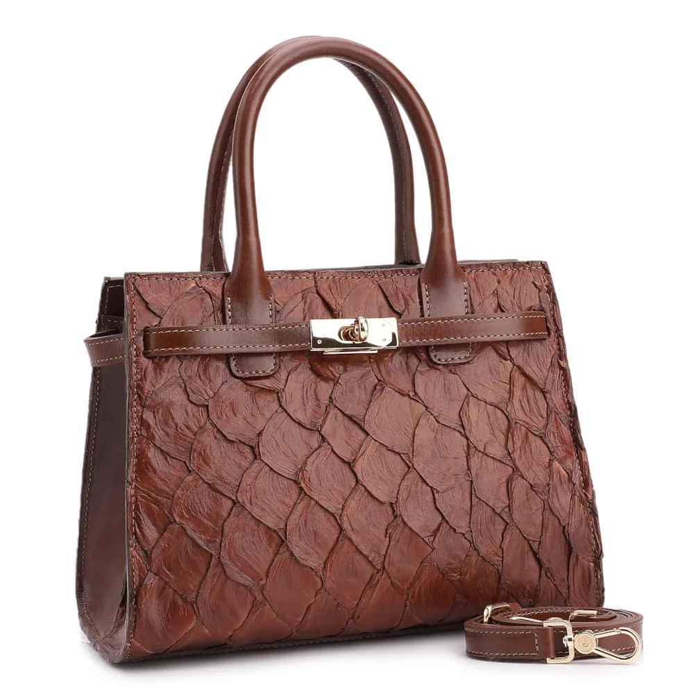 Bolsa Tote Pirarucu Marrom Escuro - imagem 2