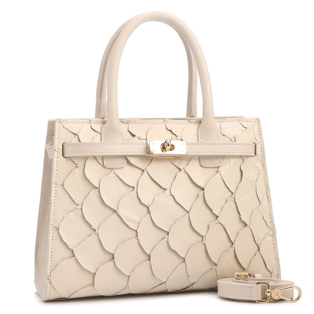 Bolsa Tote Pirarucu Média Pirarucu Off White Fecho Giratório - imagem 2