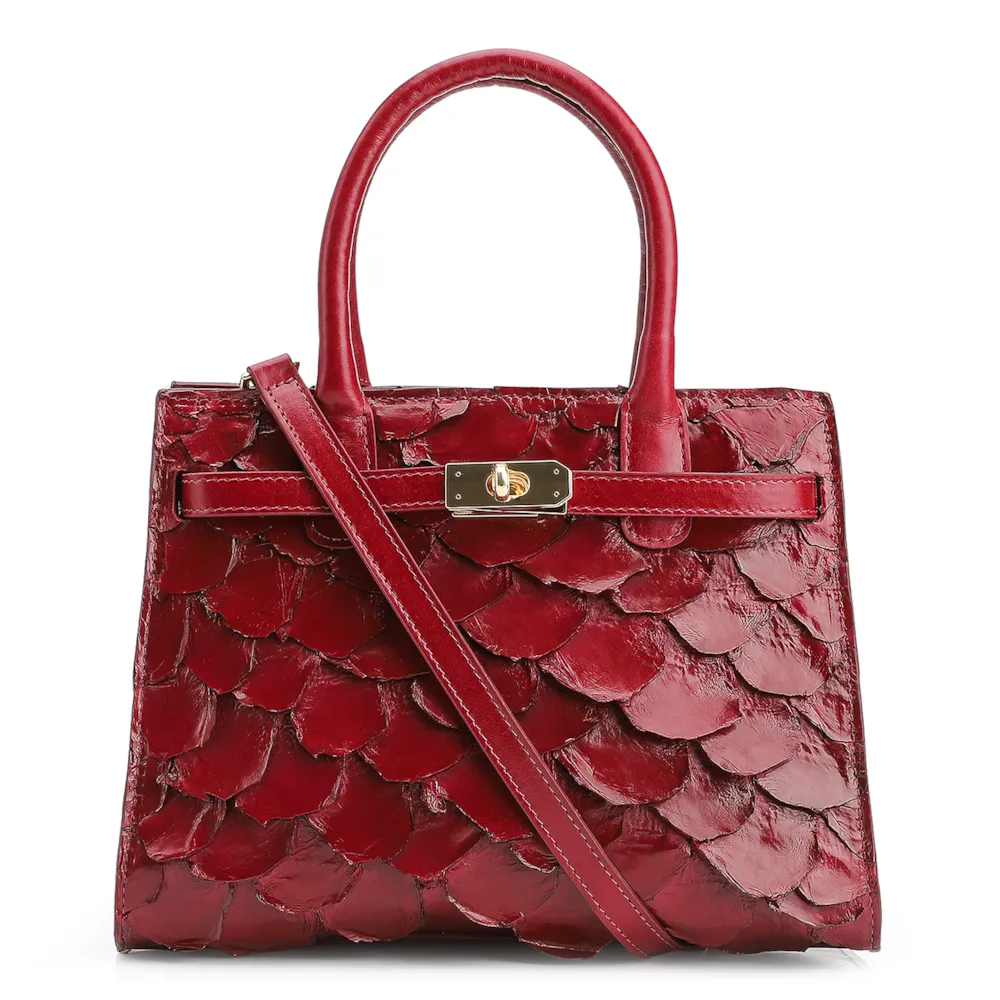 Bolsa Tote Pirarucu Vermelho Cereja