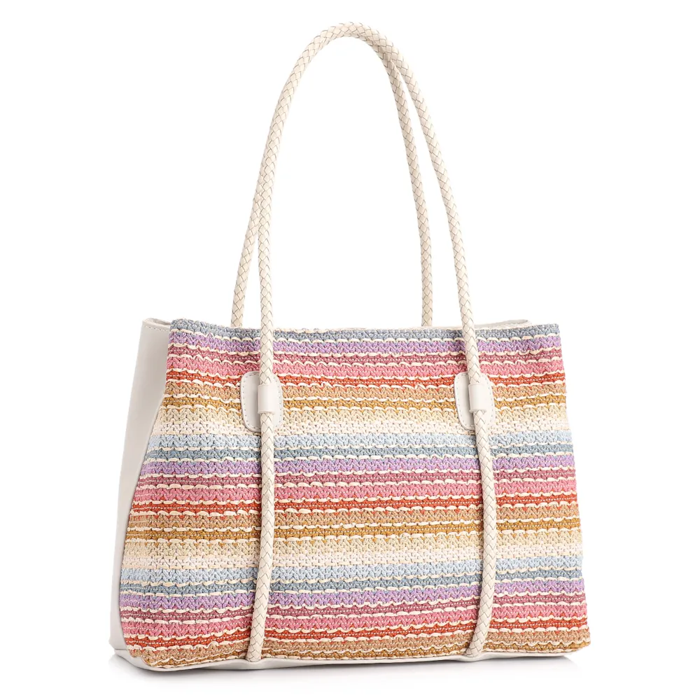 Bolsa Tote Ráfia Colors/Alt Off White - imagem 2