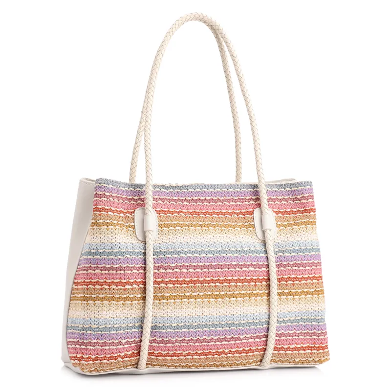Bolsa Tote Ráfia Colors/Alt Off White - foto 2