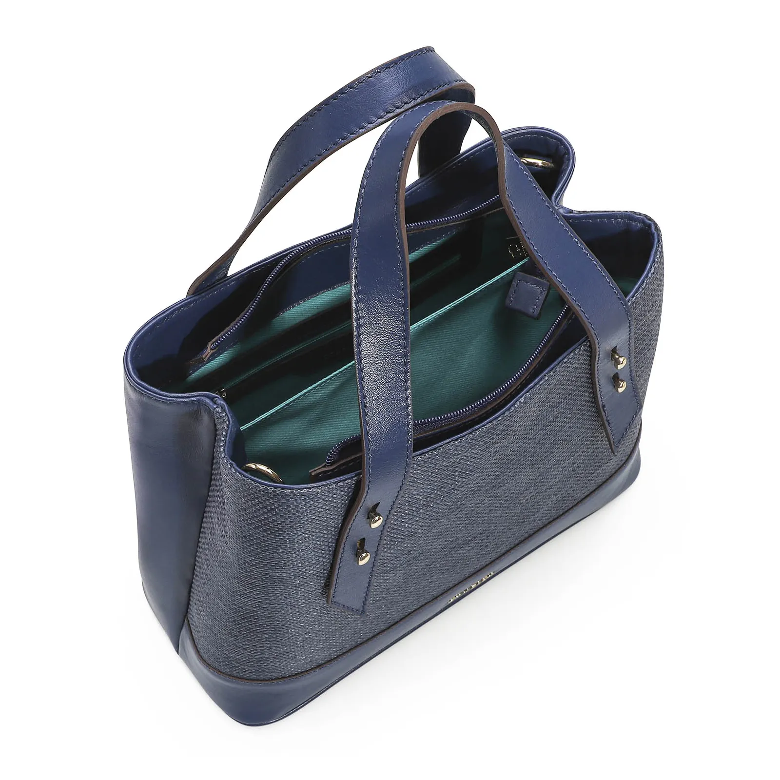Bolsa Tote Ráfia/Couro Azul