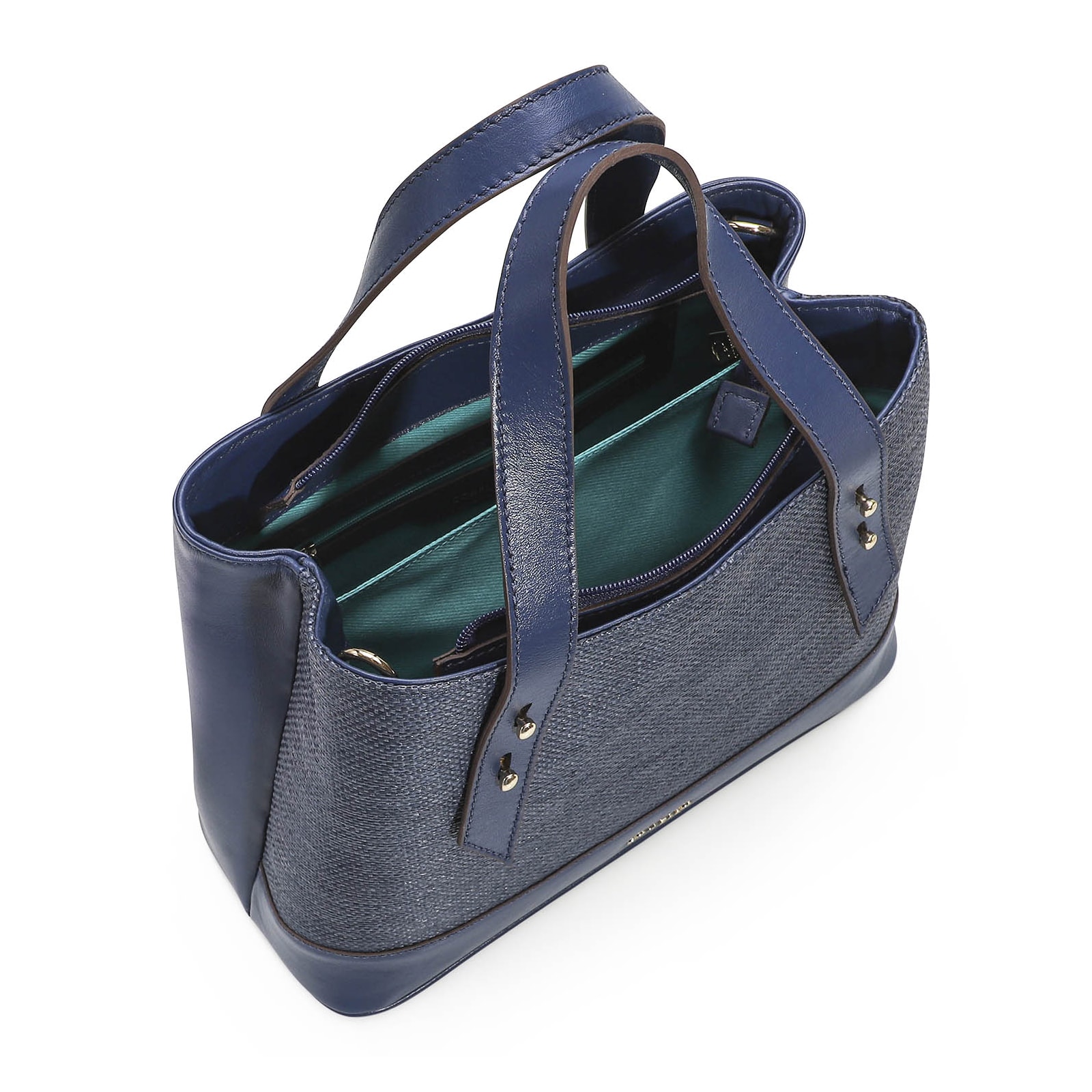 Bolsa Tote Ráfia/Couro Azul