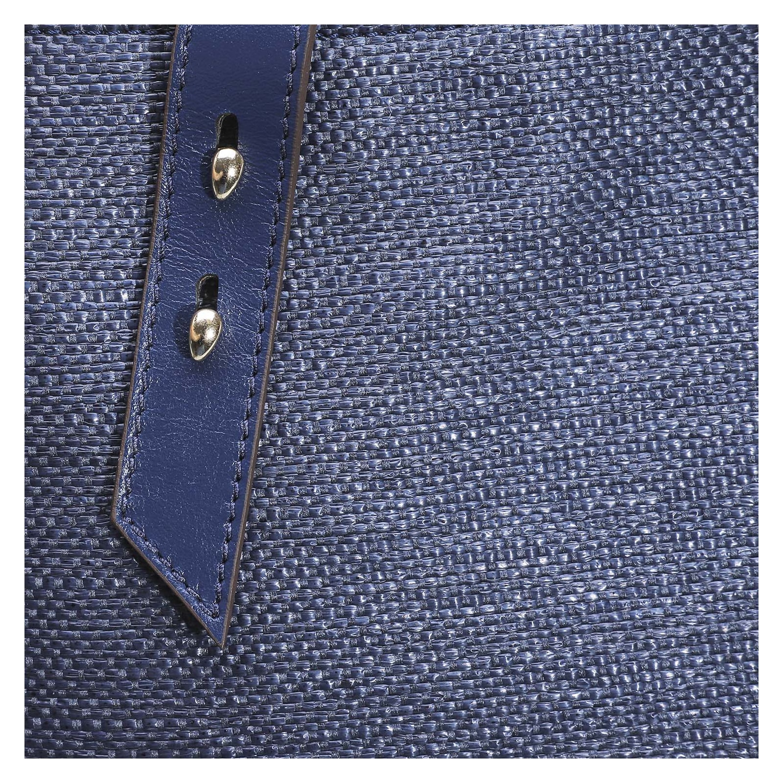 Bolsa Tote Ráfia/Couro Azul
