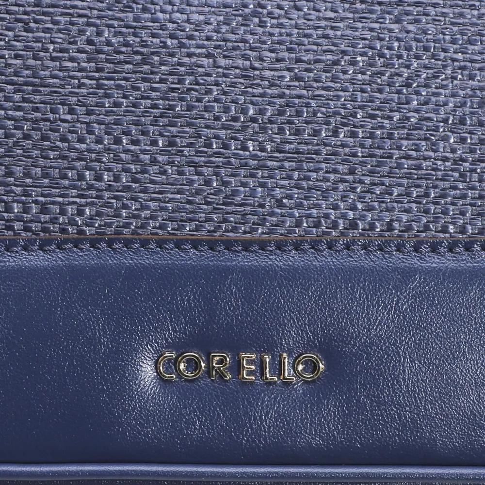 Bolsa Tote Ráfia/Couro Azul - imagem 6