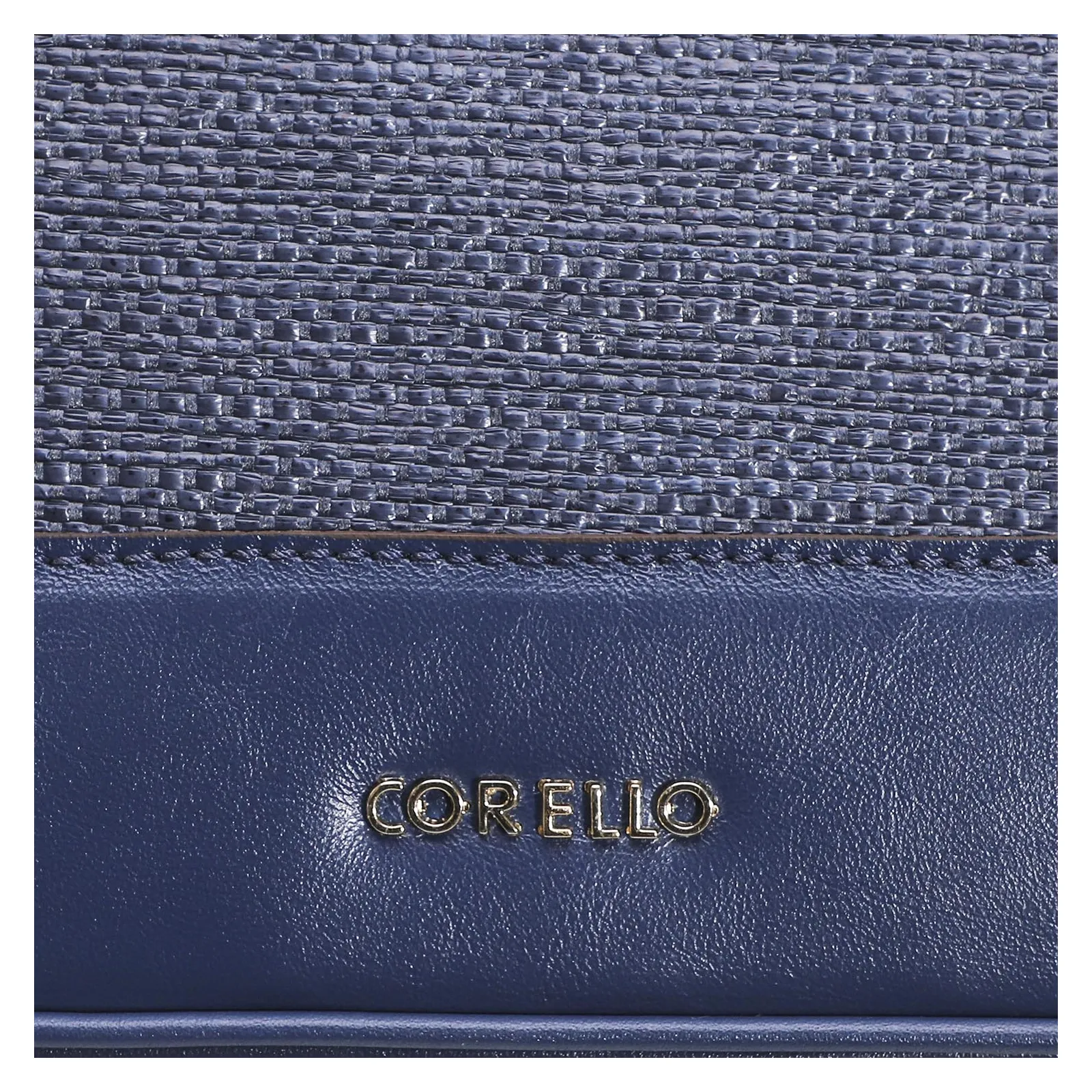 Bolsa Tote Ráfia/Couro Azul