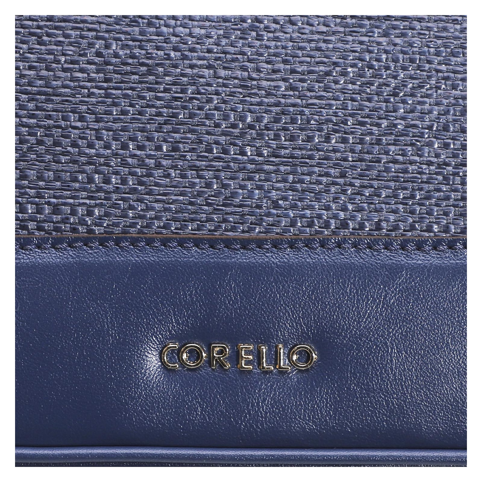 Bolsa Tote Ráfia/Couro Azul
