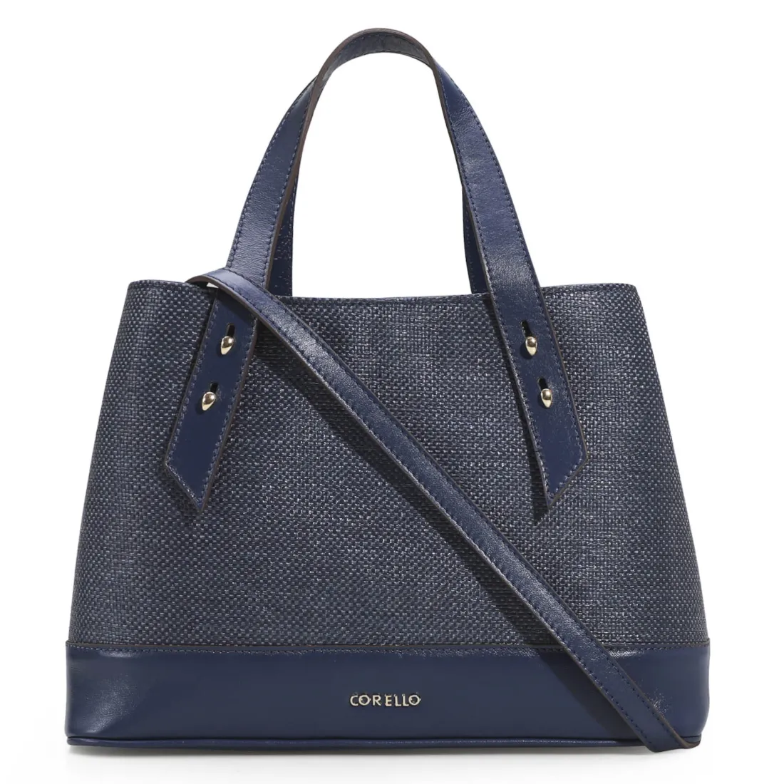 Bolsa Tote Ráfia/Couro Azul