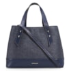 Bolsa Tote Ráfia/Couro Azul - imagem 1