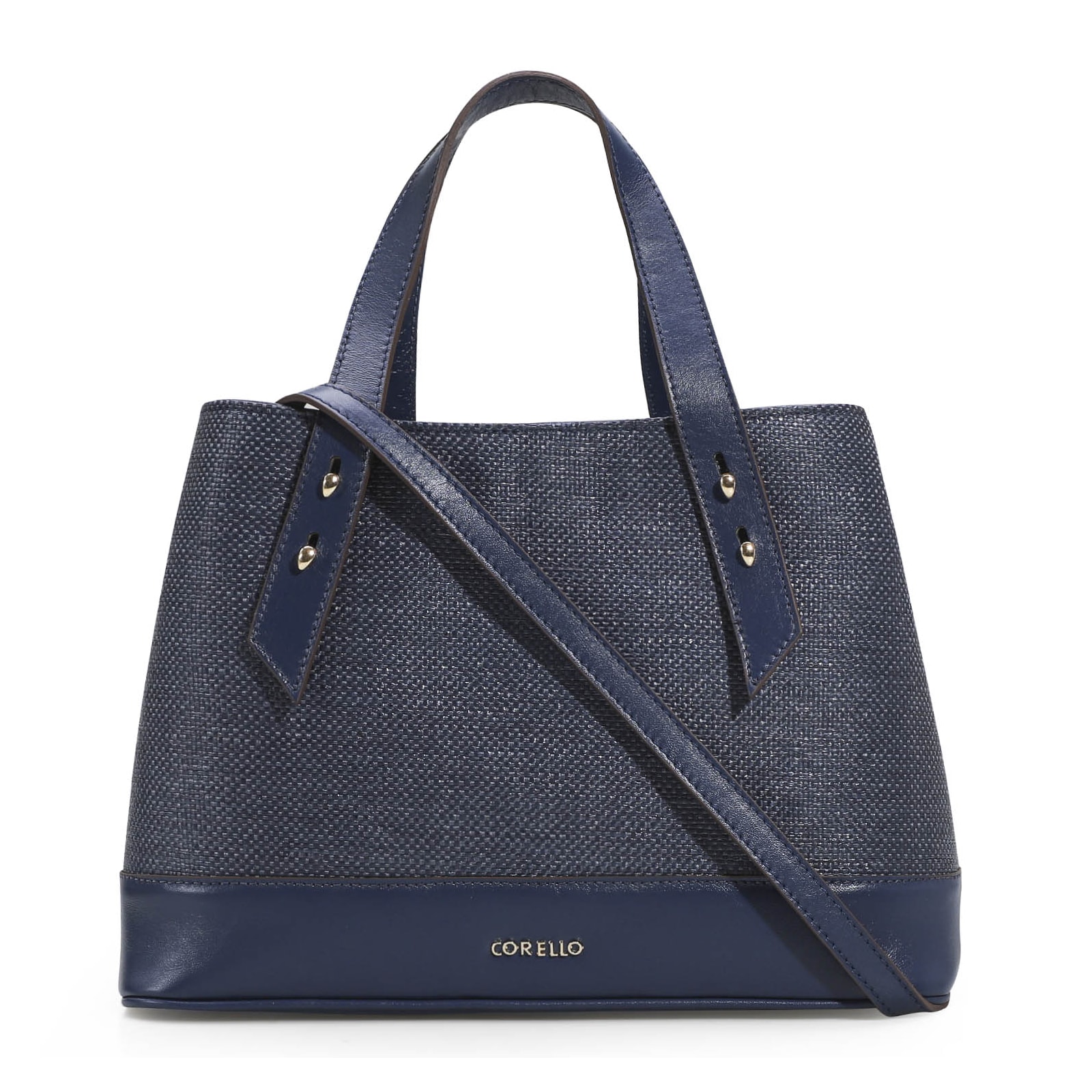 Bolsa Tote Ráfia/Couro Azul