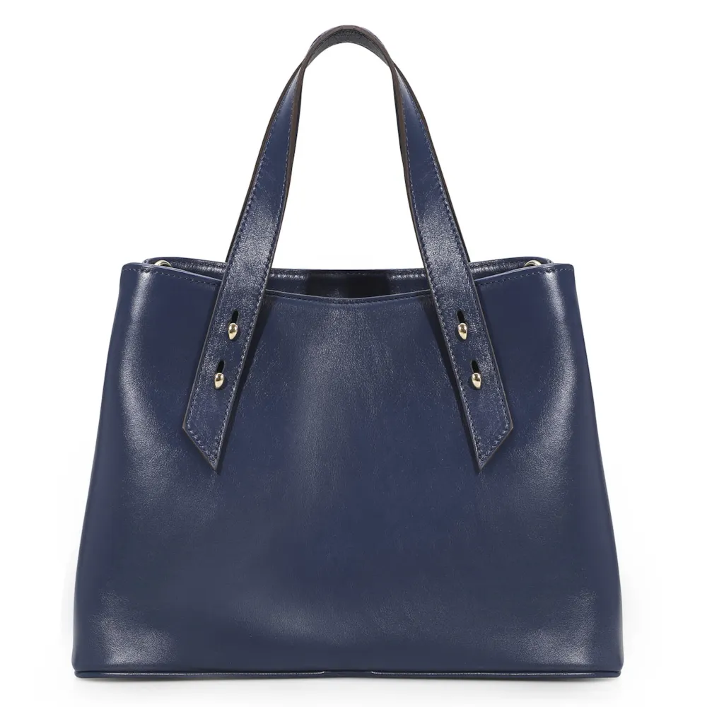 Bolsa Tote Ráfia/Couro Azul - imagem 3