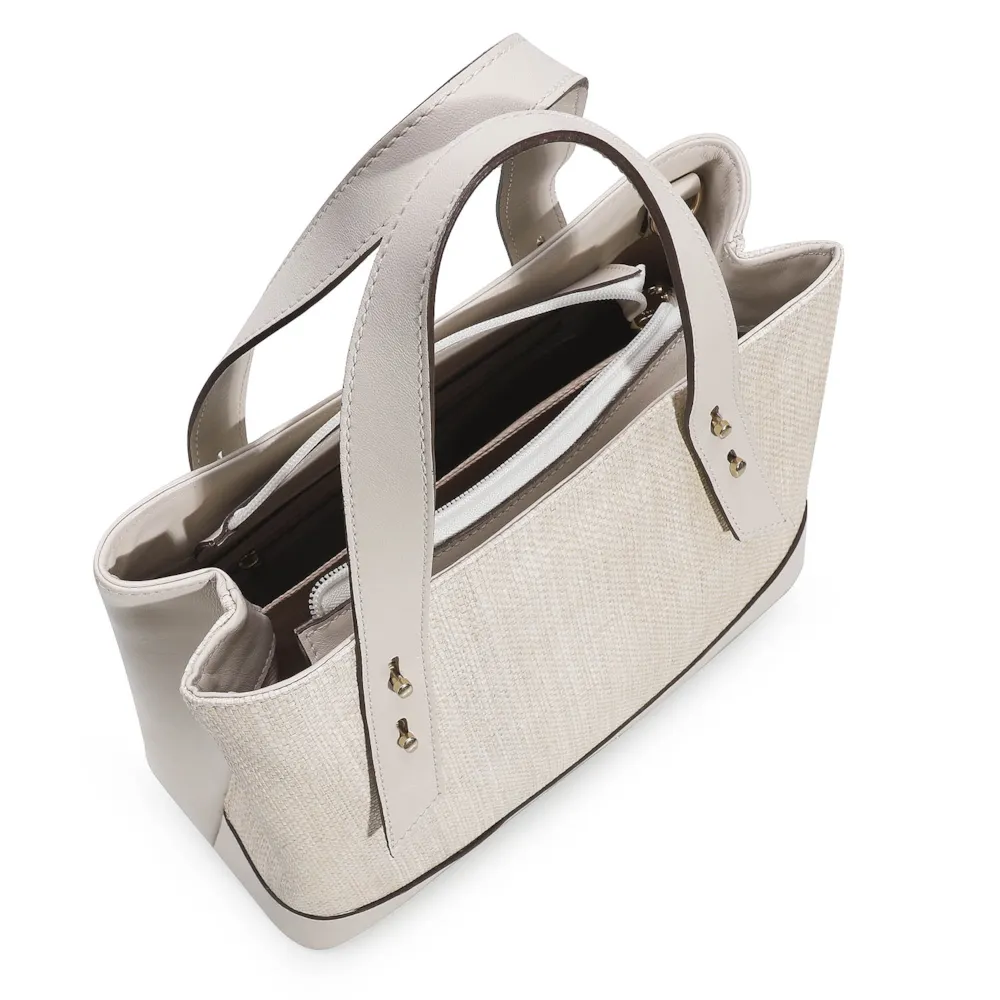 Bolsa Tote Ráfia/Couro Off White - imagem 4
