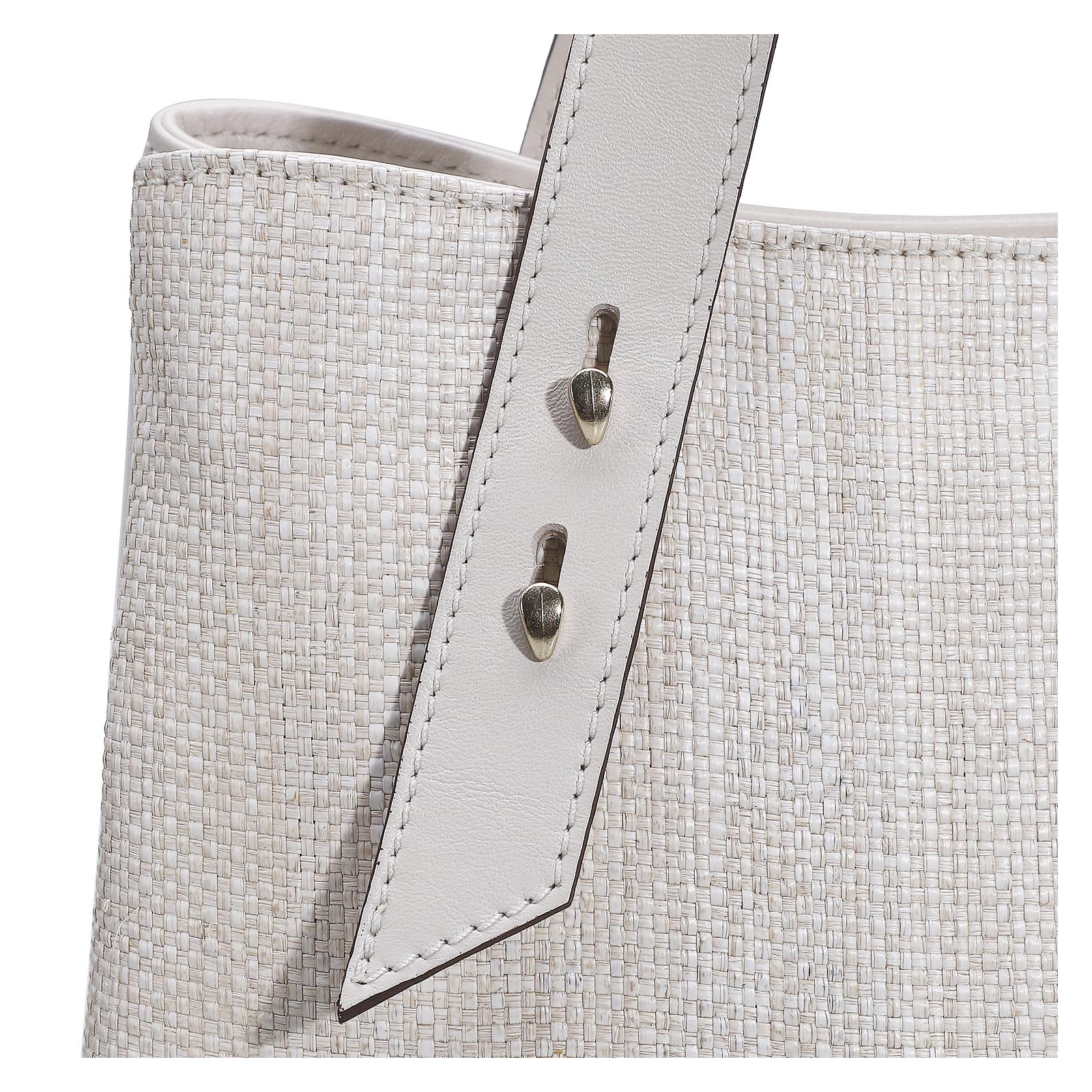 Bolsa Tote Ráfia/Couro Off White