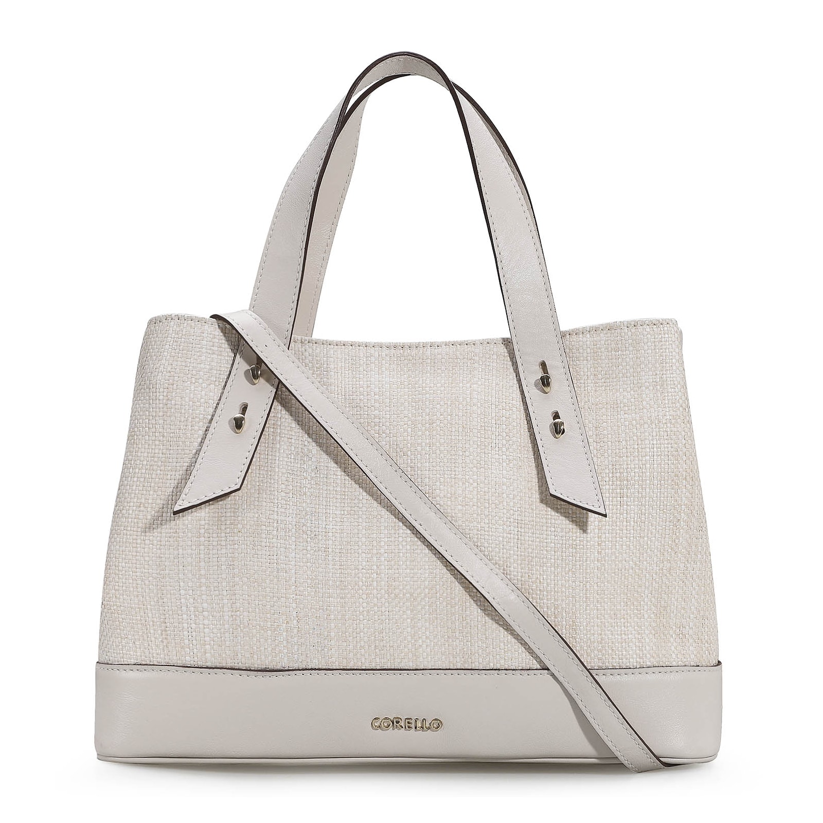 Bolsa Tote Ráfia/Couro Off White