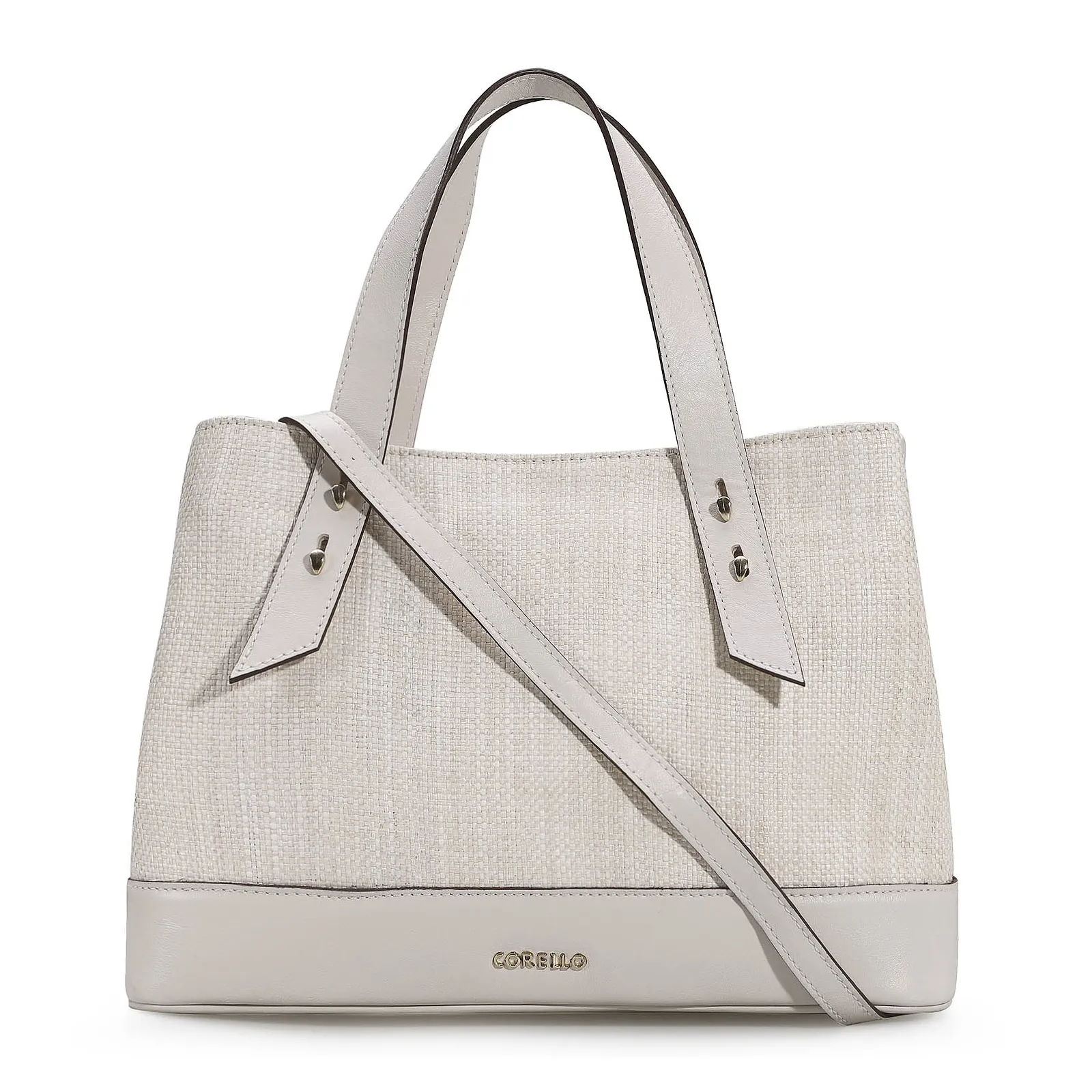 Bolsa Tote Ráfia/Couro Off White