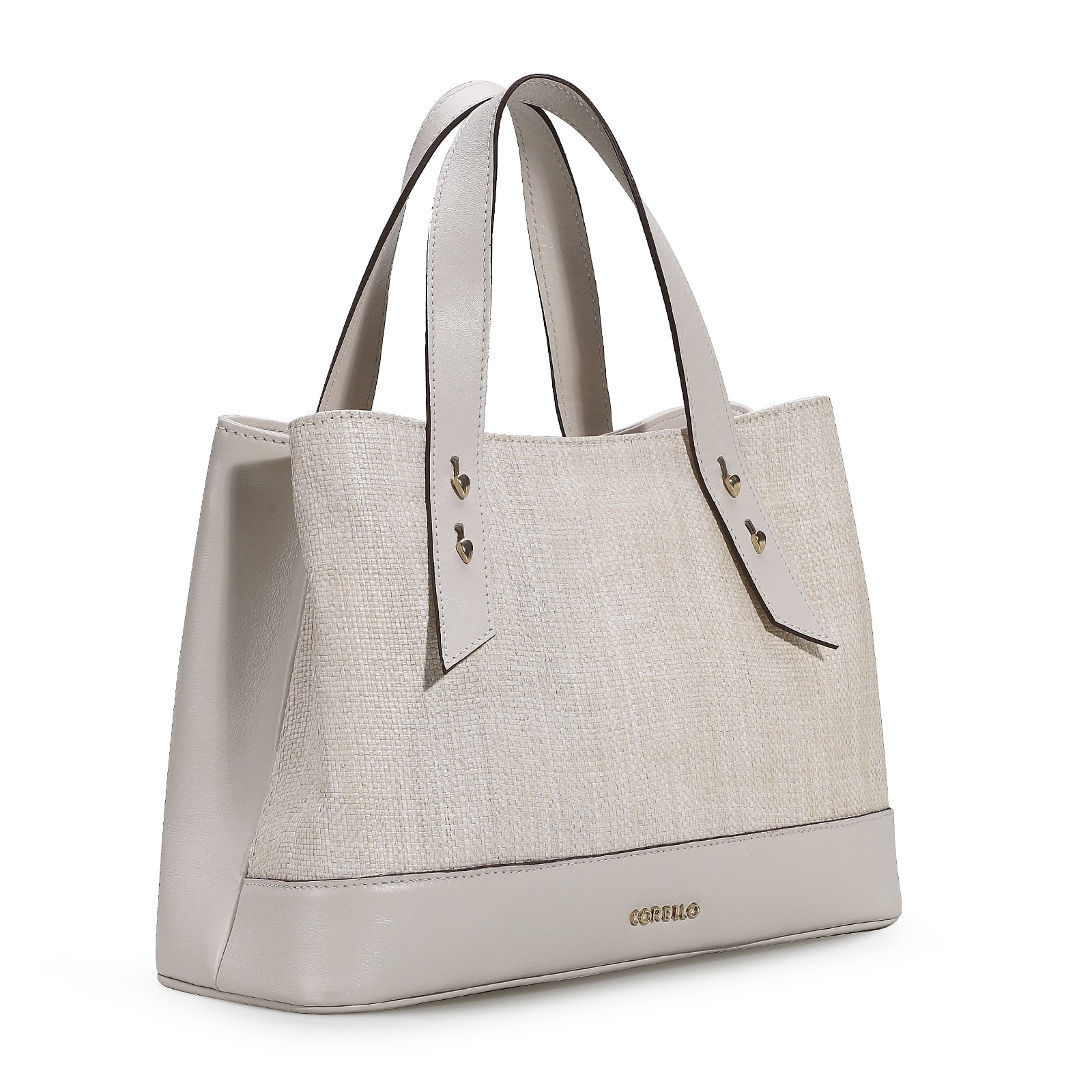 Bolsa Tote Ráfia/Couro Off White