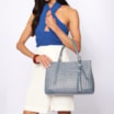 Bolsa Tote Ráfia Mosaico Azul - imagem 2