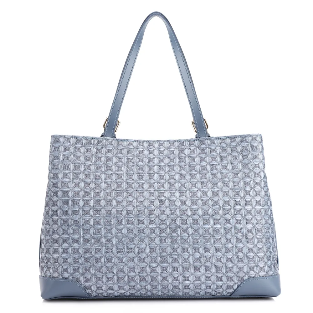 Bolsa Tote Ráfia Mosaico Azul - imagem 4