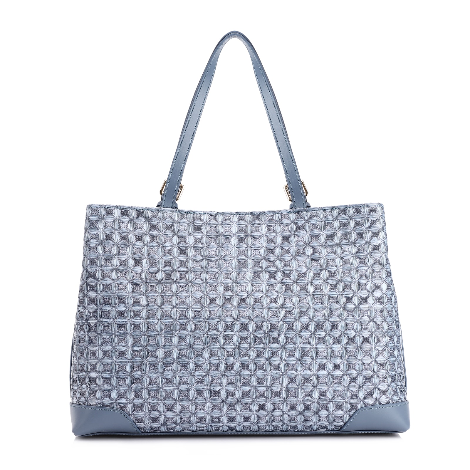 Bolsa Tote Ráfia Mosaico Azul