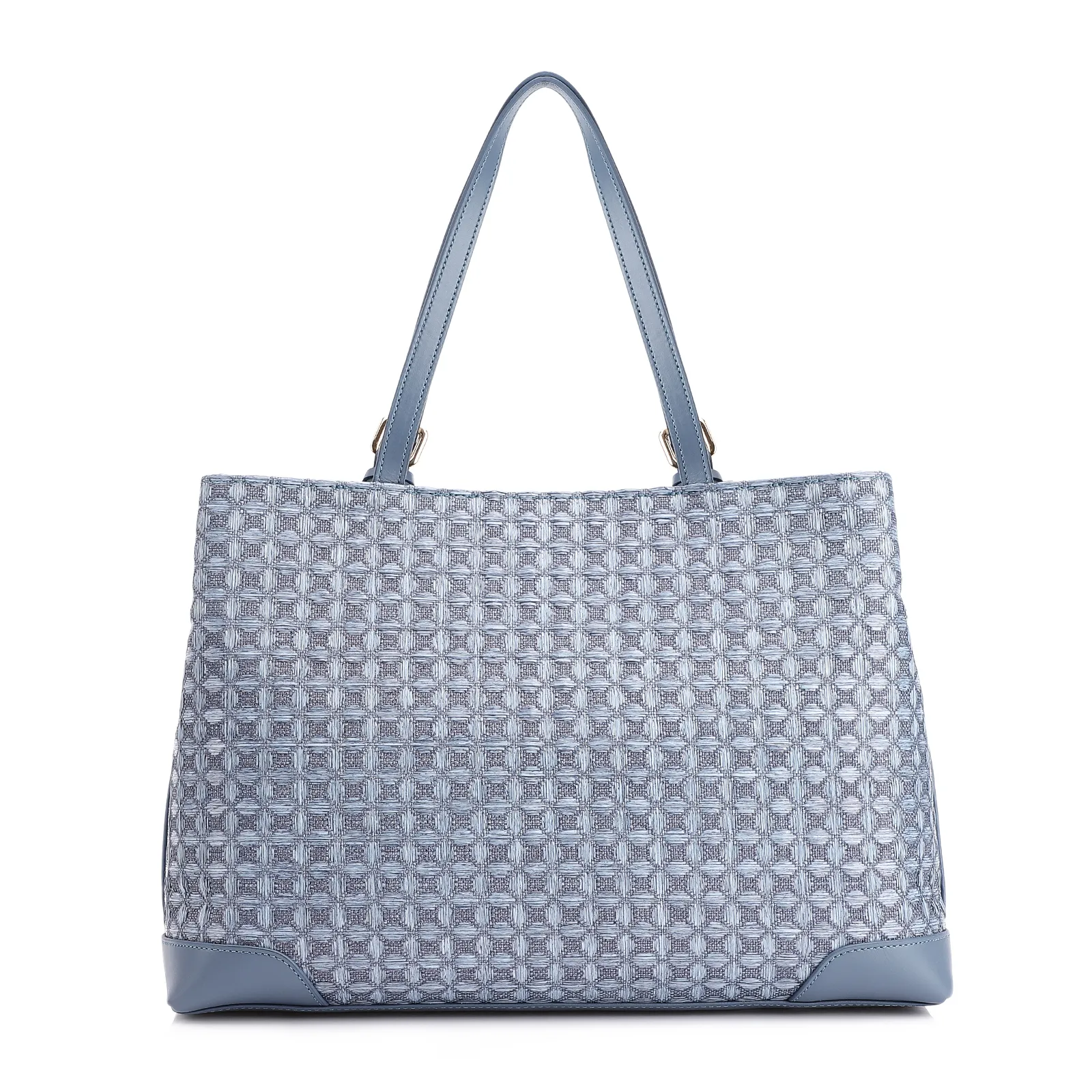 Bolsa Tote Ráfia Mosaico Azul