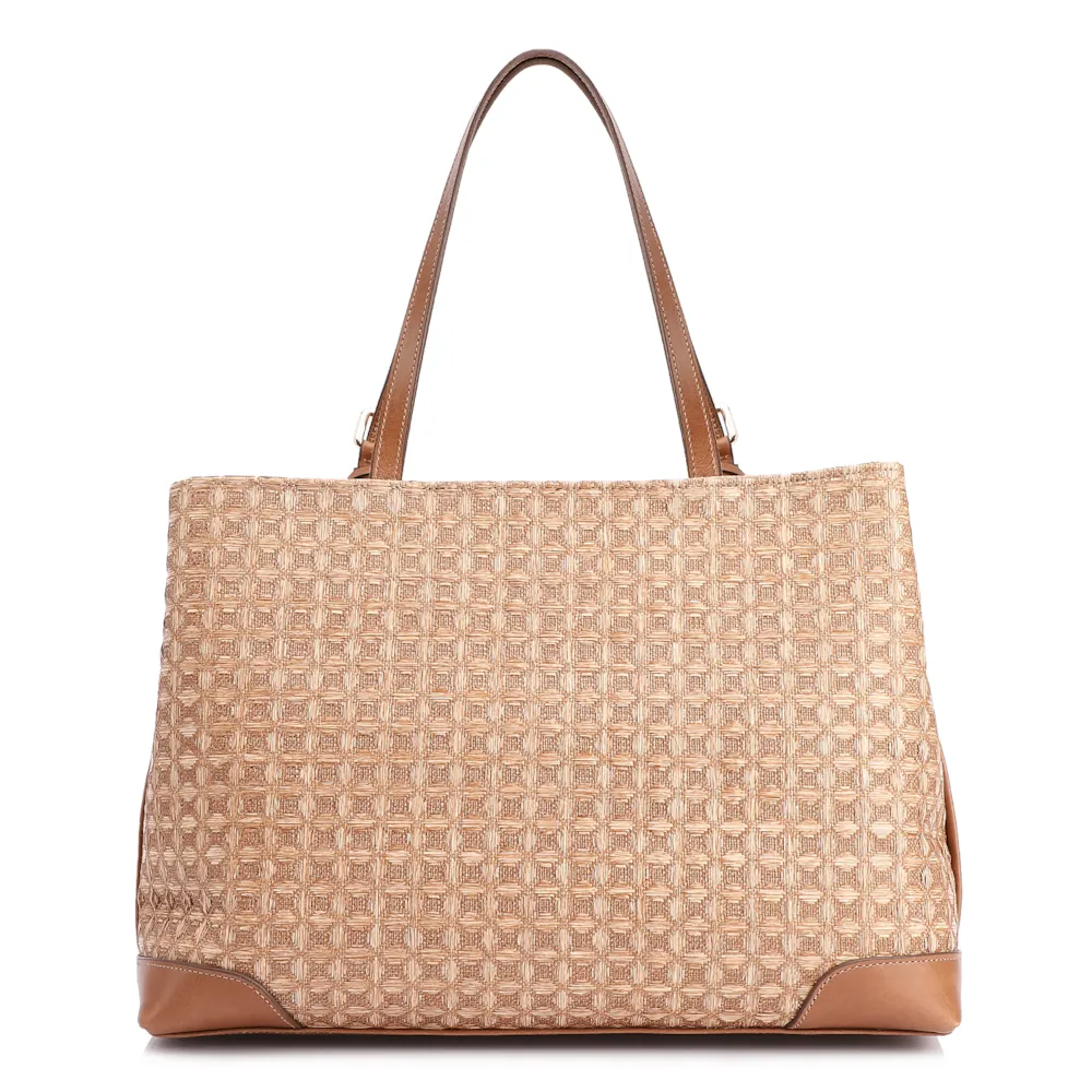 Bolsa Tote Ráfia Mosaico Marrom - imagem 4