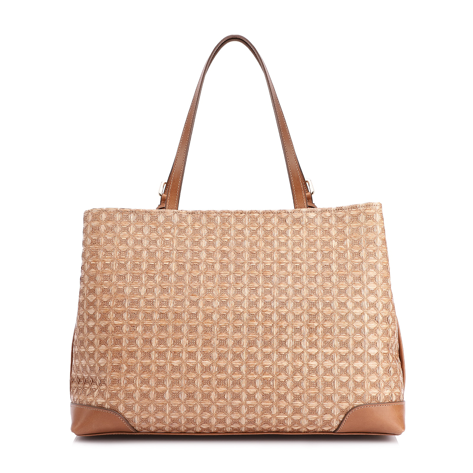 Bolsa Tote Ráfia Mosaico Marrom