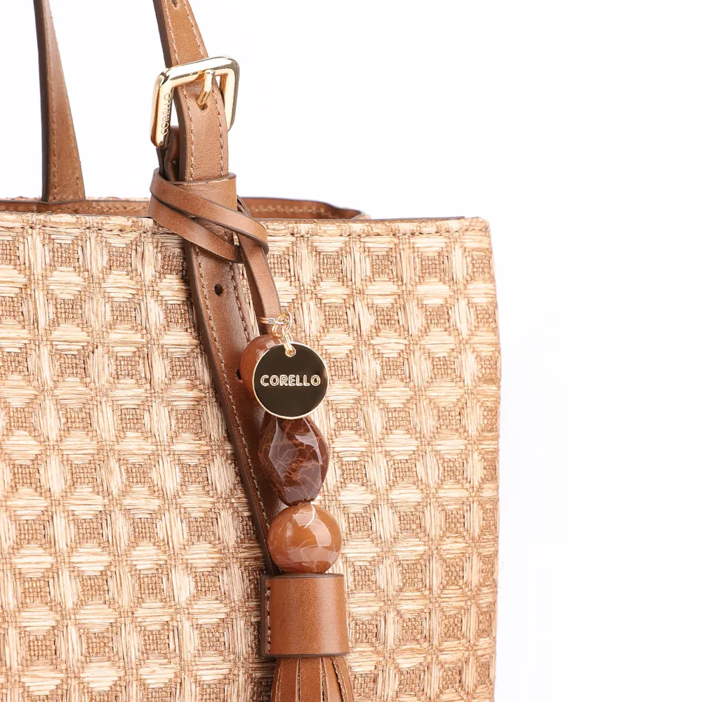 Bolsa Tote Ráfia Mosaico Marrom - imagem 6