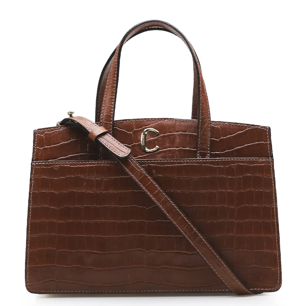 Bolsa Tote Scarlet Croco Marrom