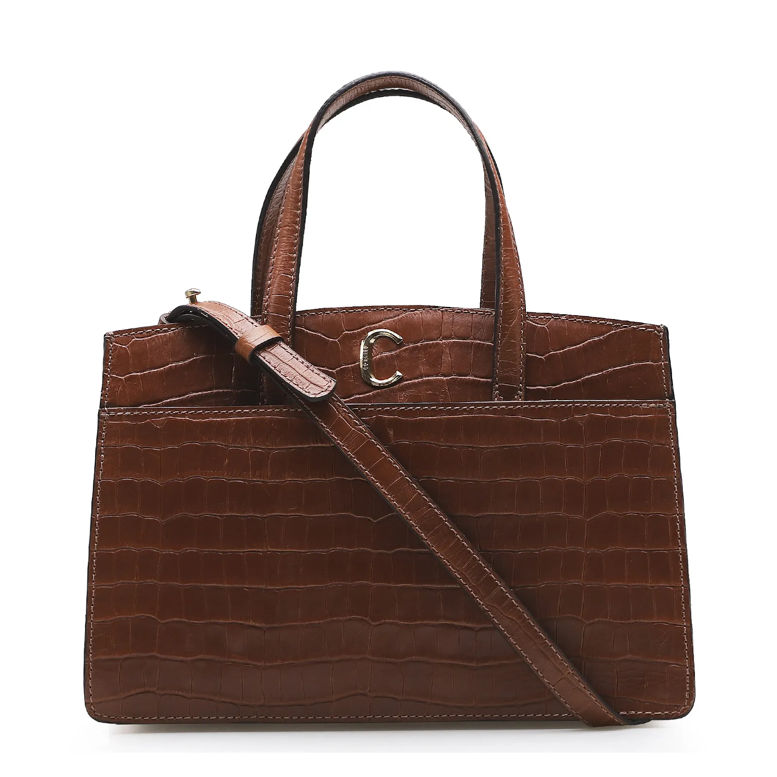 Bolsa Tote Scarlet Croco Marrom