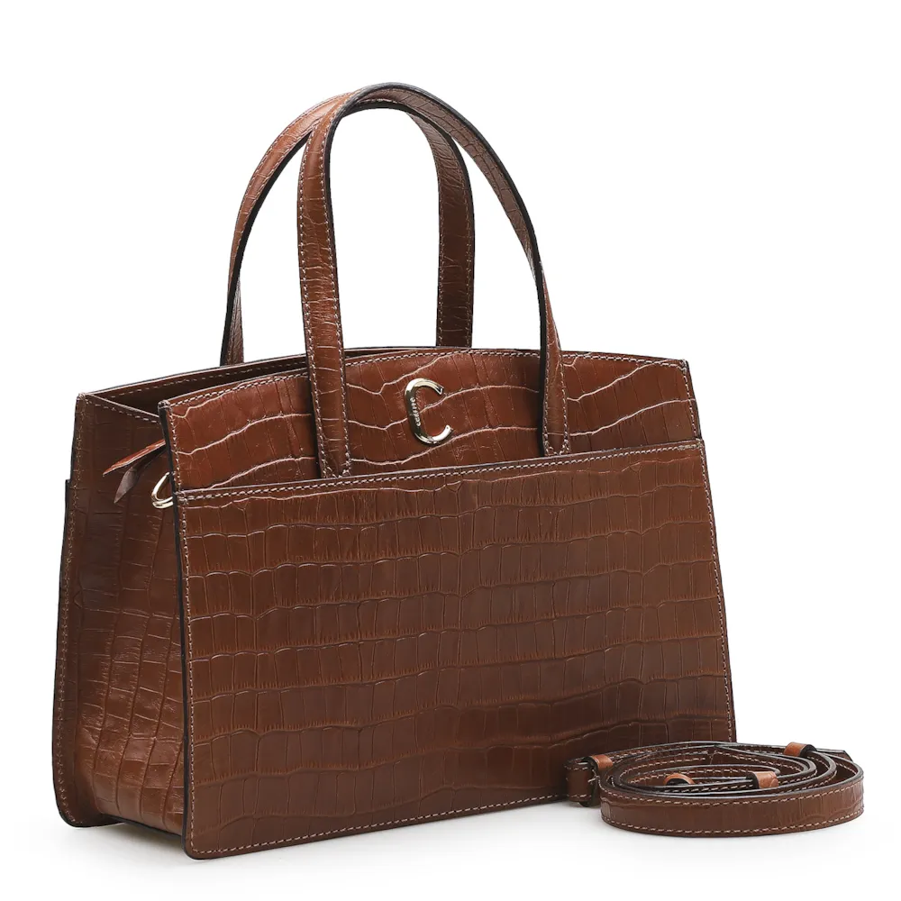 Bolsa Tote Scarlet Croco Marrom - imagem 2