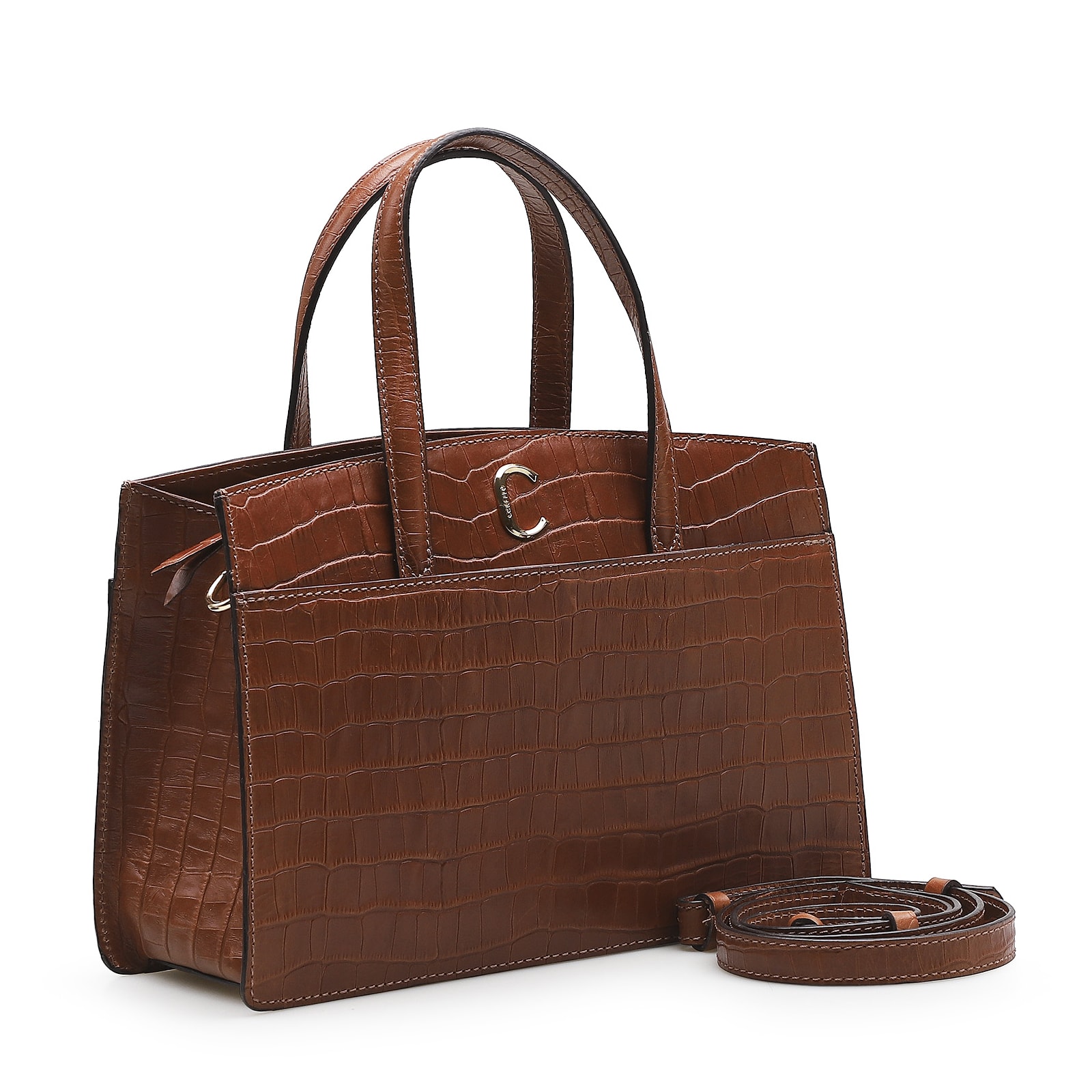 Bolsa Tote Scarlet Croco Marrom