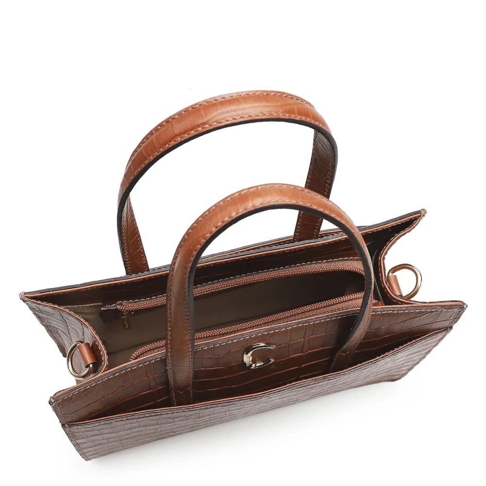 Bolsa Tote Scarlet Croco Marrom - imagem 4