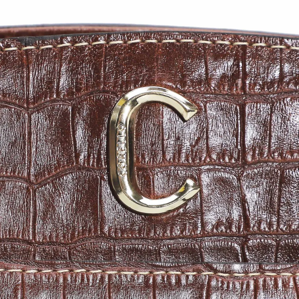 Bolsa Tote Scarlet Croco Marrom Escuro - imagem 5