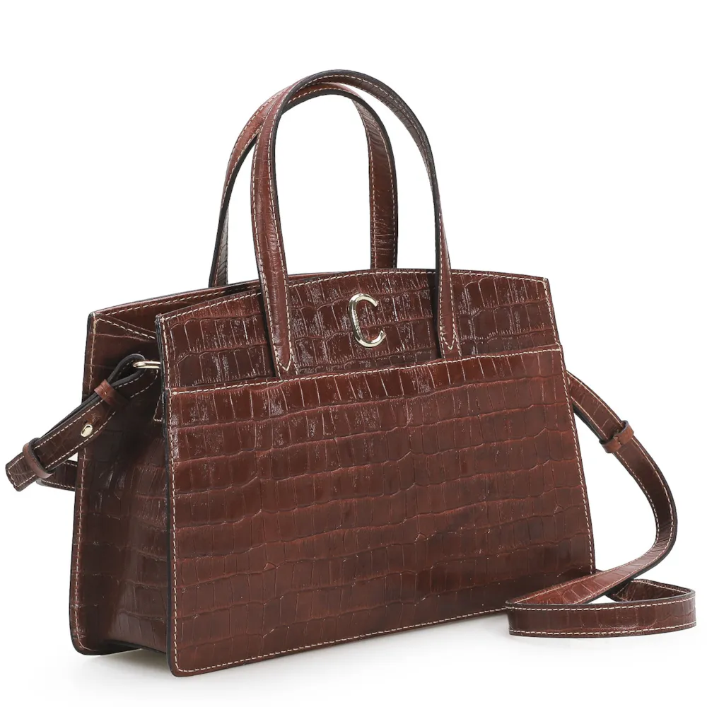 Bolsa Tote Scarlet Croco Marrom Escuro - imagem 2