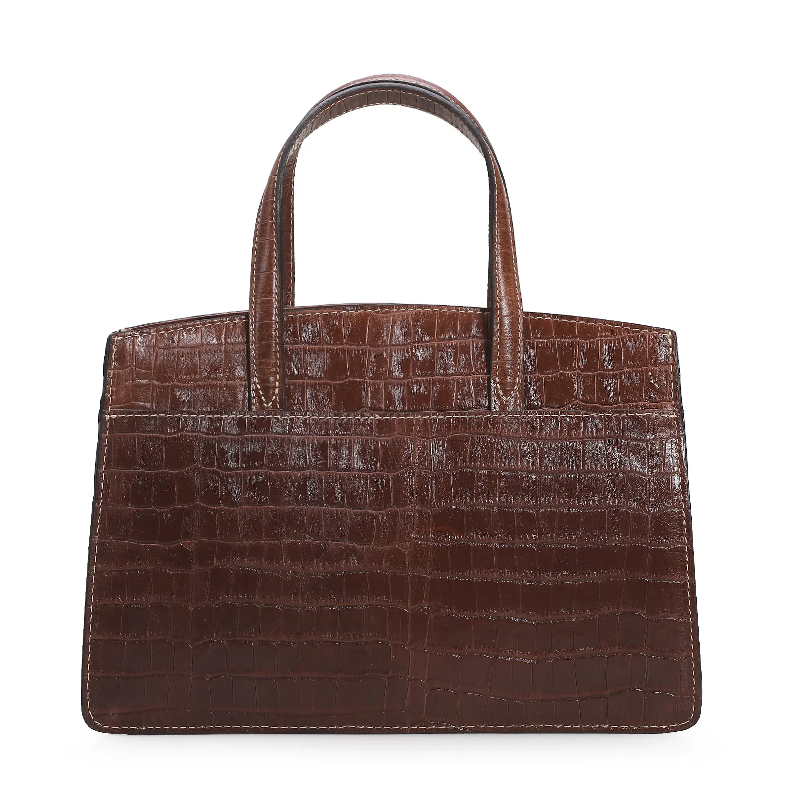 Bolsa Tote Scarlet Croco Marrom Escuro