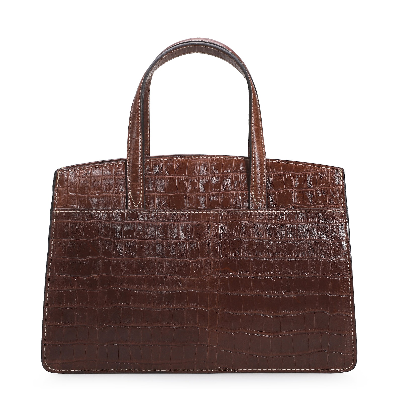 Bolsa Tote Scarlet Croco Marrom Escuro
