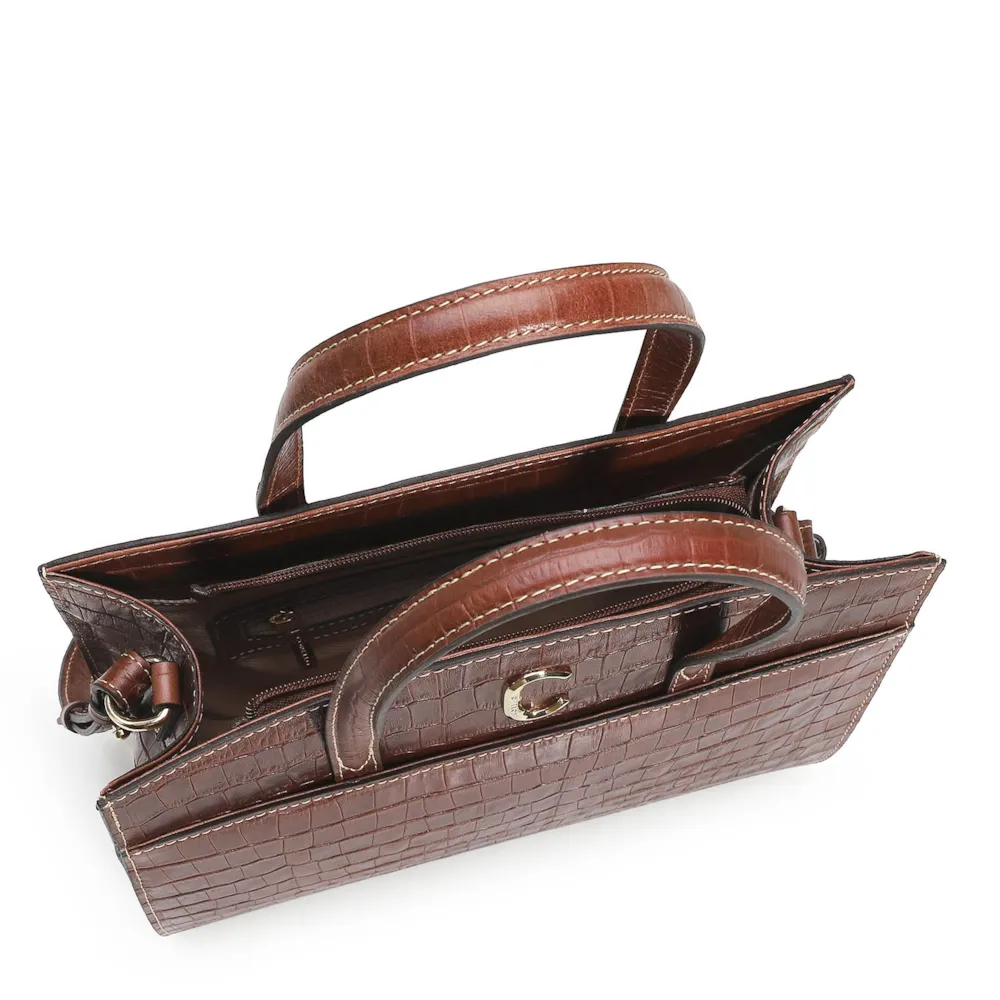 Bolsa Tote Scarlet Croco Marrom Escuro - imagem 4
