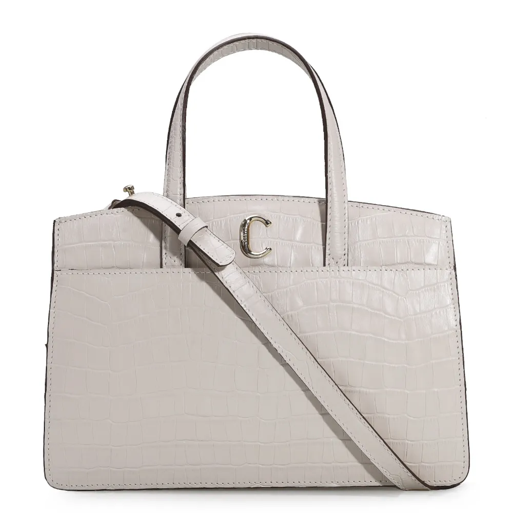 Bolsa Tote Scarlet Croco Off White