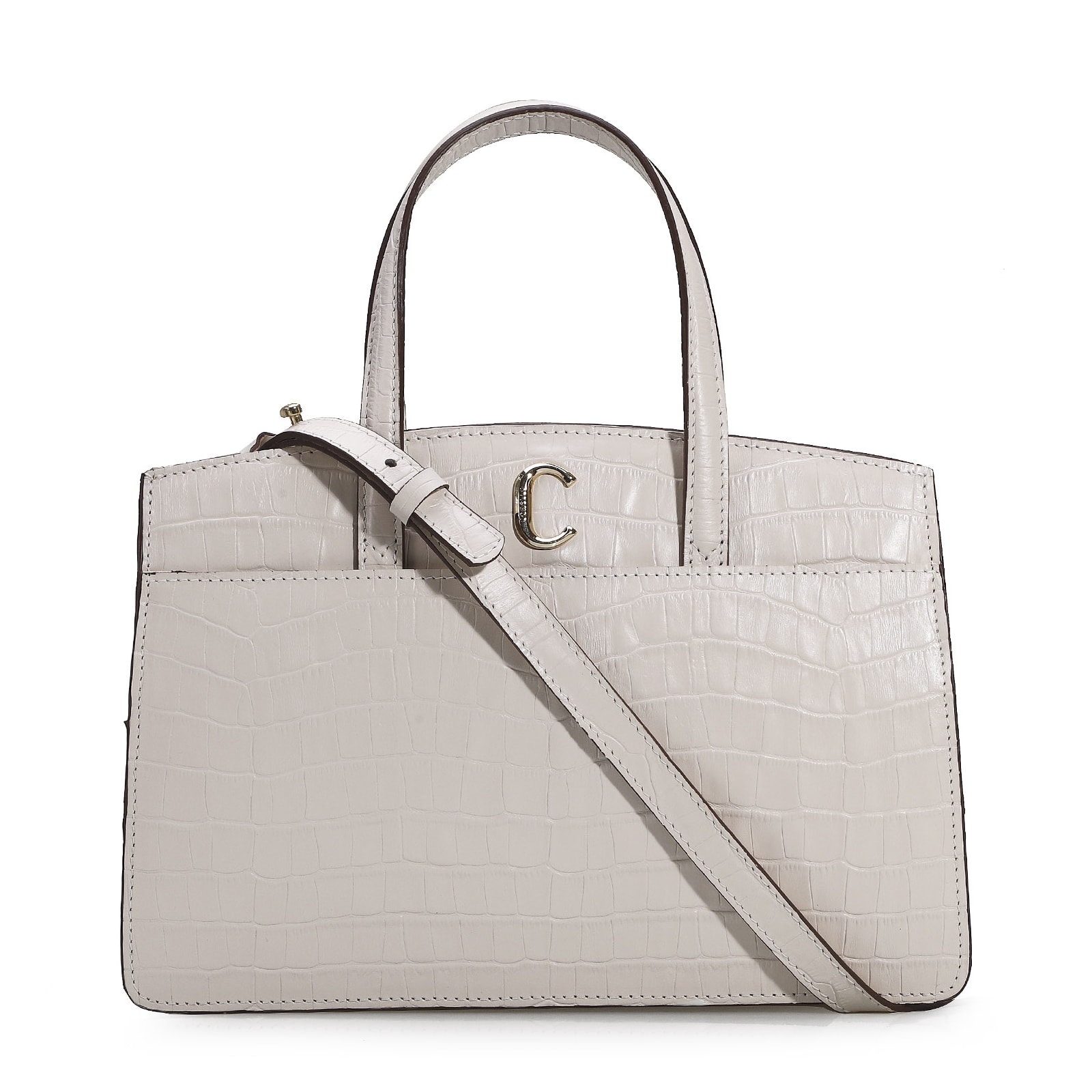 Bolsa Tote Scarlet Croco Off White